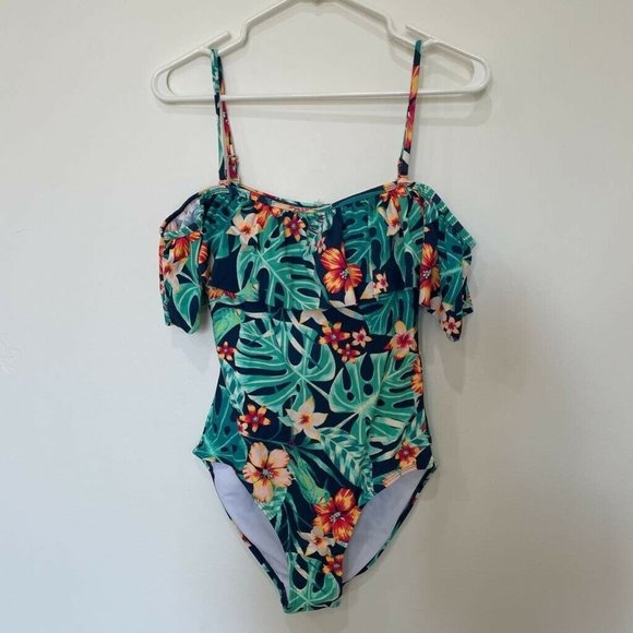 Womens Small Tropical One Piece Swimsuit New NWT - Picture 1 of 7